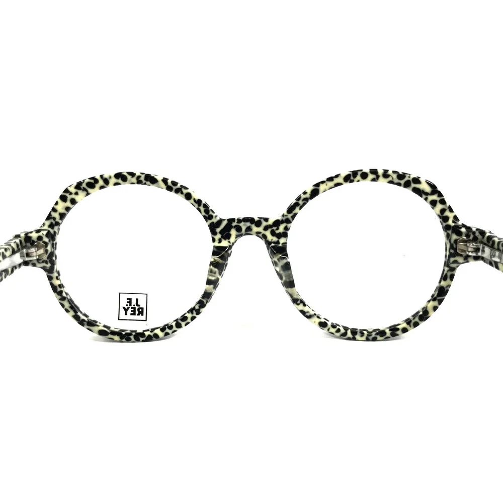 J.F. Rey Eyeglasses Frames JF1342 9138 Black White Cow Print Polka Dot 51-22-140